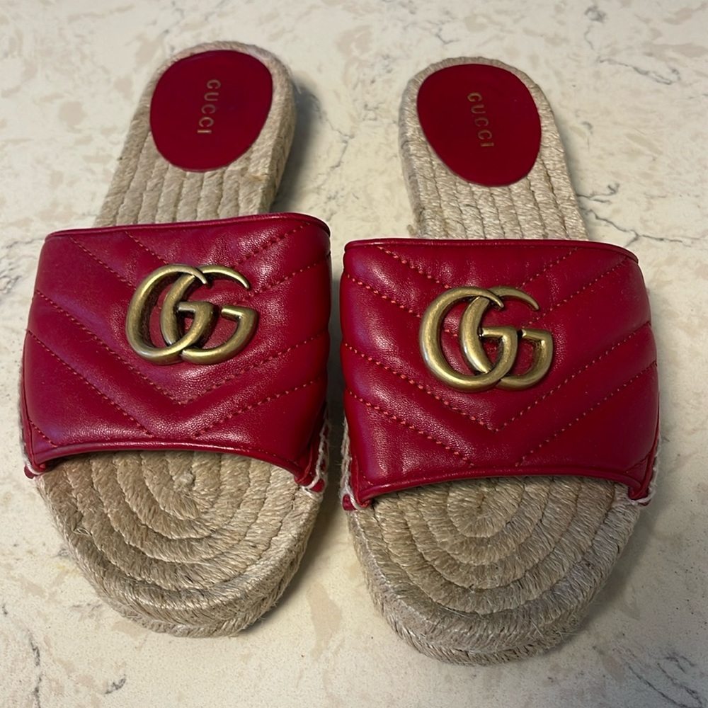 Gucci GG marmont slide espadrille sandals. ♥️size 36.5